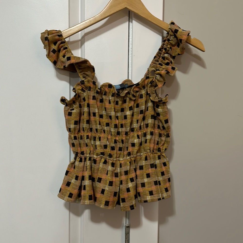 Anthropologie Bubble tank top with ruffle sleeve size S